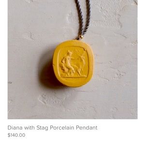 Pink Marcie McGoldrick Diana with Stag porcelain pendant